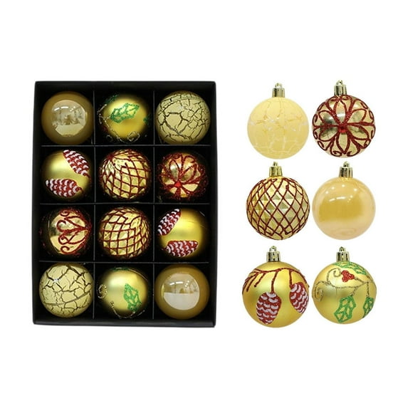 Yhmxh 12Pcs Christmas Tree Ornaments Balls, Shatterproof Xmas Hanging Balls Decorations Set for Christmas Tree, Glittering Hanging Bulbs Pendants for Christmas Tree Decor Wedding Party Decoration