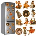thumbnail image 1 of Yhmxh 12Pcs Thanksgiving Fall Refrigerator Magnets Harvest Theme Magnetic Stickers Pumpkin Maple Leaf Scarecrow Happy Fall Sunflower Garage Magnets for Metal Door Car Mailbox Locker Fridge Decor, 1 of 6
