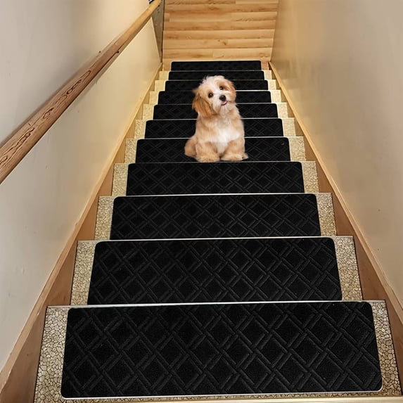 Yhmxh 15 Pack Stair Treads for Wooden Steps Indoor, 7.4" X 21.6" Non Slip Carpet Stair Treads with Reusable Adhesive for Elders and Dogs, Surface Polyester TPR Backing Stair Rugs