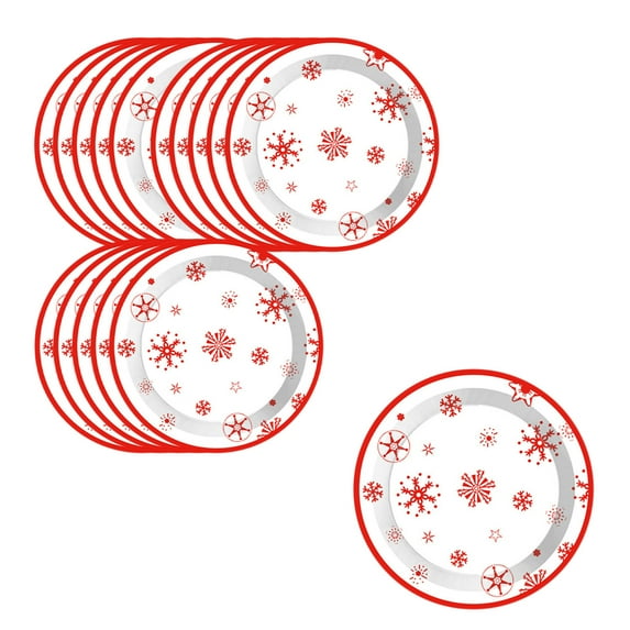 Yhmxh 16 Pcs Christmas Snowflake Paper Plates, Disposable Christmas Paper Plates, Red and Green Winter Snow Paper Plates, Xmas Dessert Plates Christmas Dinnerware for Winter Holiday Party Supplies