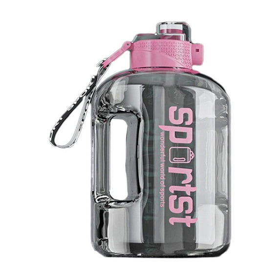 Yhmxh 2.7L Gallon Water Bottle with 2-in-1 Straw & Chug Lid - BPA Free Large Reusable Drink Container with Handle & Leather Case -Portable Big Sports Jug - Sports Fitness School Men Women(Pink)