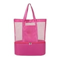 thumbnail image 1 of Yhmxh 2-IN-1 Mesh Beach Bag With Cooler for Women, Waterproof Sandproof Tote Bag With Cooler Compartment, Mesh Tote Bags with Zipper and Handle for Swim Pool Travel Picnic (Hot Pink), 1 of 6