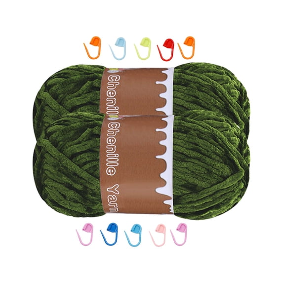 Yhmxh 2 Pack Fluffy Velvet Yarn for Crocheting, Chunky Chenille Blanket Yarn with Accessories, Soft Fuzzy Yarn for Knitting, (100g/3.53oz Each) Thick Crochet Yarns for Beginner DIY Handcraft Supplies