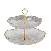 Yhmxh 2 Tier Gold Cupcake Stand, Double-tier fruit platter Dessert Display Tower with Metal Rod, Tiered Serving Tray Dessert Tower Tray for Wedding, Birthday, Tea Party, Baby Shower