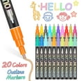 thumbnail image 1 of Yhmxh 20 Colors Double Line Outline Metallic Markers Pens, Squiggles Double Line Pen, Glitter Drawing Pens for Christmas Greeting Cards, Metallic Shimmer Markers for Craft, Painting, DIY Sketching, 1 of 6