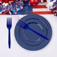 thumbnail image 1 of Yhmxh 20 Pcs American Flag Patriotic Party Supplies, Memorial Day Disposable Tableware Blue Knives for Veterans, Election, 4th of July, Independence Day Decorations, Serves 20 Guests, 1 of 6