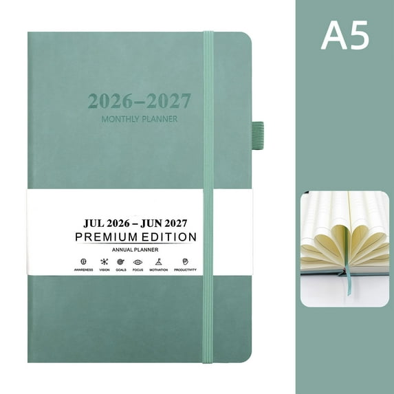 Yhmxh 2026 Planner, Leather Cover A5 2026 Weekly and Monthly Planner 5.7x8.5 with Pen Loop, Calendar Planner with Elastic Bond, 365 Pages 2026 Diary for Office and Home