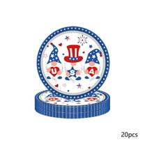 Yhmxh 20PCS 4th of July Party Supplies, 7" Independence Day Disposable Paper Plates, Patriotic Party Plates Memorial Day Dinner Dessert Plates Red White Blue Dinnerware Tableware