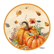 Yhmxh 20PCS Thanksgiving Paper Plates Fall Harvest Pumpkin Maple Leaf Print Disposable Plates Dinnerware Autumn Dessert Dinner Plate for Thanksgiving Birthday Party Supplies Decorations Serve 20