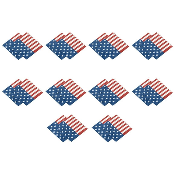 Yhmxh 20PCS USA Flag Tableware Set, Patriotic Party Supplies American Flag Disposable Plates, Cups, Napkins for 4th of July, Memorial Day, Veterans Day, Independence Day(20PCS Napkins)