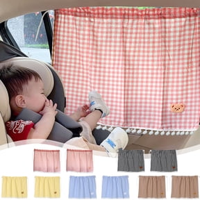 Yhmxh 2Pcs Car Window Shade for Side Windows, Sun Shade with Suction Cup for Car, Blocks Heat and UV Rays Glare Protection Sunshade Visor for Kids, Plaid Kitchen Curtain Rod Pocket for Small Window