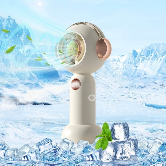 Yhmxh 3 in 1 Portable Handheld Air Cooler, 6.1-Inch 3-Speed USB Rechargeable Mist Fan with Humidifying Function & Desktop Stand, Compact Handheld Cooling Fan for Home, Office, Travel