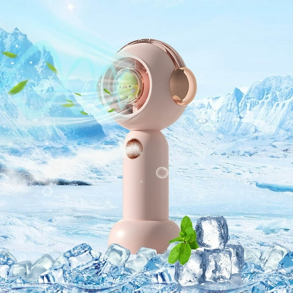 Yhmxh 3 in 1 Portable Handheld Air Cooler, 6.1-Inch 3-Speed USB Rechargeable Mist Fan with Humidifying Function & Desktop Stand, Compact Handheld Cooling Fan for Home, Office, Travel