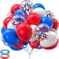 thumbnail image 1 of Yhmxh 30Pcs Red White and Blue Latex Balloons with Confetti Balloons for 4th of July Decorations Independence Day Patriotic Anniversary Memorial Day Patriotic Party Decor, 1 of 6