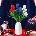 thumbnail image 1 of Yhmxh 3PCS 4th of July Artificial Tulip Flowers Bouquet, Red White Blue Faux Tulips with Green Leaves, Patriotic Flower Stems for Home Decor, 4th of July, Memorial Day and Cemetery Grave Floral, 1 of 6