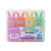 Yhmxh 4 Colors Cute Rabbit Mini Highlighter Pen, Aesthetic Pastel Colored Highlighters Markers Highlighters, Macaron Colors Chisel Tip, Cartoon Marker Pens for Study Notes Office, DIY Crafts
