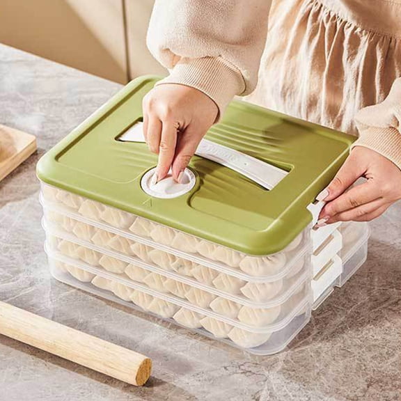 Yhmxh 4-Layer Food Storage Containers with Lids, Plastic Cookie Storage Containers Airtight, Stackable Snack Container Cookie Carrier, Transparent Dumpling Storage Box