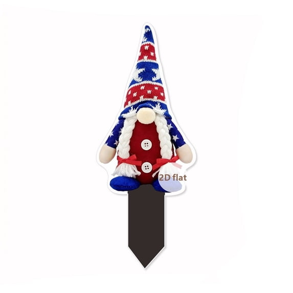 Yhmxh 4th of July Gnome Yard Mini Signs, Red White Blue Patriotic Outdoor Decoration Vintage Memorial Day Outside Decoration, Independence Day Yard Sign with Stake for Lawn Garden Supplies