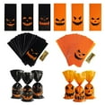 thumbnail image 1 of Yhmxh 50PCS Halloween Treat Bags(5x11 Inch) with Tie, Plastic Halloween Bags for Candy Goodie Goody Cookie Gift Wrap Night Party Favors Supplies Decorations Ghost Pumpkin Cellophane Pouch, 1 of 7