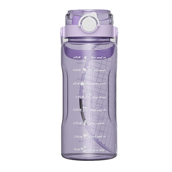 Yhmxh 52 Oz Clear Water Bottle with Chug Lid, Large Capacity Sports Bottle with Time Marker, BPA-free Wide Mouth Leak Proof Outdoor Water Bottles for Gym, Travel, Office (Purple)