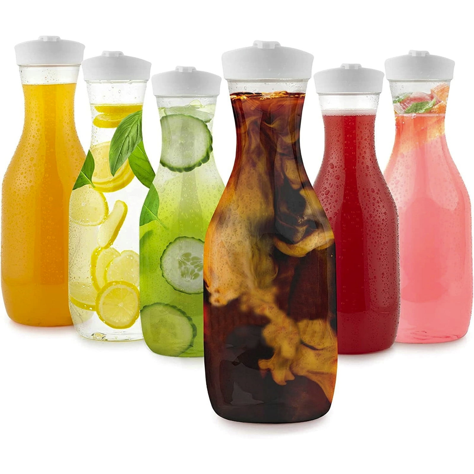 Yhmxh 52 oz Plastic Carafe with Lids - Clear, Water Pitchers with Flip ...