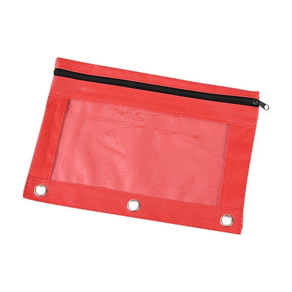 Yhmxh 5PCS Pencil Pouch for 3 Ring Binder, Large Pencil Case Pouch with 3 Reinforced Grommets, Pen Bag, Clear Window Pencil Case with Zipper, Binder Accessories for Office Supplies