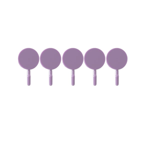 Yhmxh 5Pcs Plastic Self Adhesive Hooks, Round Plastic Heavy Sticky Towel Hooks Home Storage, Removable Wall Hangers Key Holder for Bathroom, Kitchen, Office, Closet, Glass (Purple)