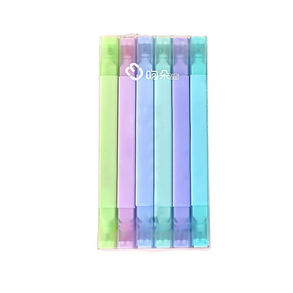 Yhmxh 6 Colors Double Ended Highlighters, Mild Highlighters Fluorescent Marker pen for Coloring Underlining Highlighting Broad and Fine Tips, No Bleed Assorted Quick Dry Markers for Home & Office