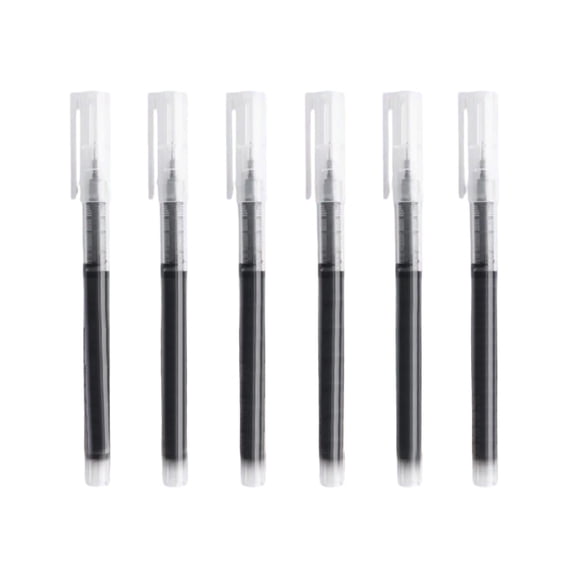 Yhmxh 6 Pack Black Gel Pens Set, 0.5mm Fine Point Transparent Liquid Ink Rollerball Gel Pens , Smooth Writing Journaling Pens, Quick Dry Ink Note Taking Marker Pens for Planner Drawing Sketching