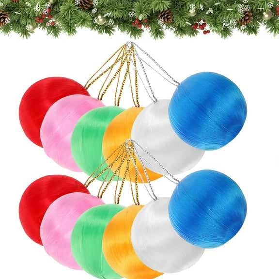 Yhmxh 6 Pcs Christmas Satin Balls Christmas, Silk Ball Hanging Ornaments for Xmas Tree, Satin Silk Xmas Tree Hanging Ball for Wedding, DIY Foam Multicolor Ball for Xmas Tree Holiday Party Decoration