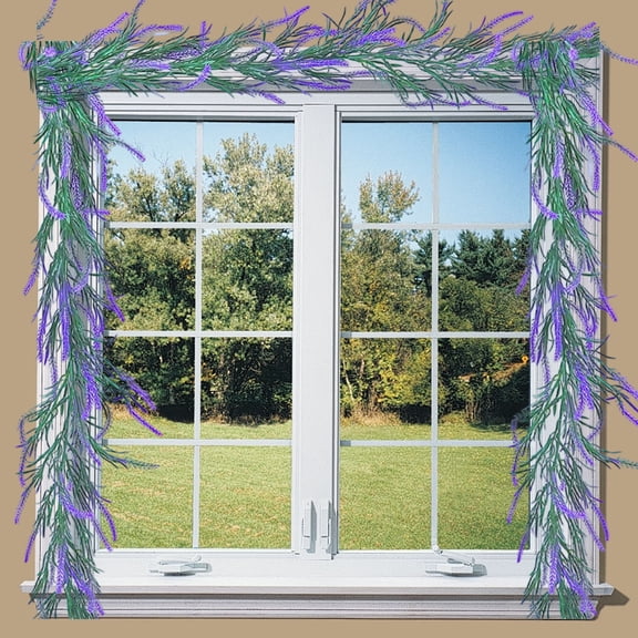 Yhmxh 6Ft Lavender Garland Artificial Flower Garlands Lavender Artificial Wildflower Garland with Greenery Leaves Wildflower Party Decorations Vines for Farmhouse Wedding Arch