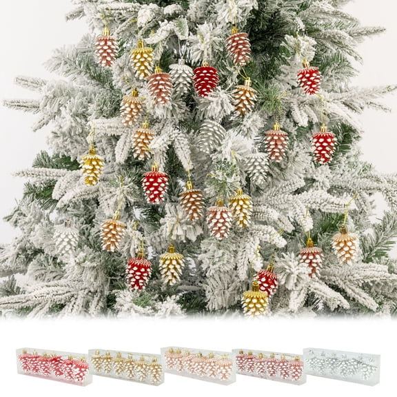 Yhmxh 6PCS Christmas Pinecone Ornament Fall Hanging Pine Cone Ornament Shatterproof Pinecone Ball for Xmas Tree Fall Thanksgiving Day Decor Christmas PineCones Hanging Ornament for Party Decoration