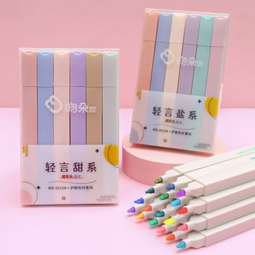Yhmxh 6PCS Cute Highlighters Assorted Colors, Bible Highlighters and Pens No Bleed, Mild Soft Chisel Tip Pastel Markers Pens for Journaling Note Taking Office Stationary Supplies