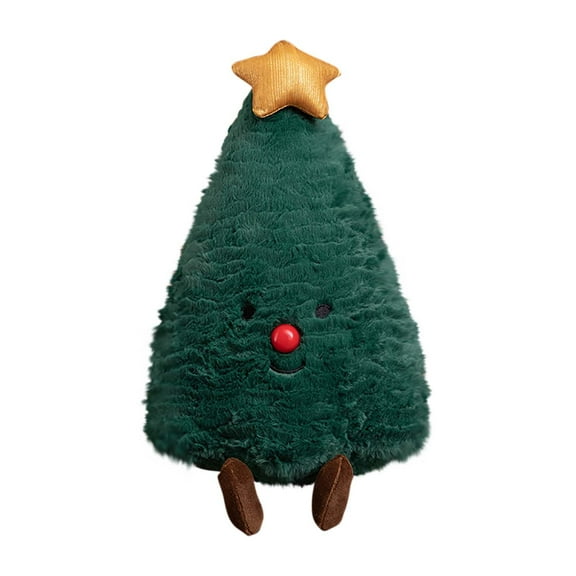 Yhmxh 7.9in Christmas Tree Pillows Christmas Throw Pillows Stuffed Tree Shaped Pillow Cute Soft Dark Green Christmas Tree Throw Pillow Decorative for Party Outdoor Home Cushion Christmas Decorations