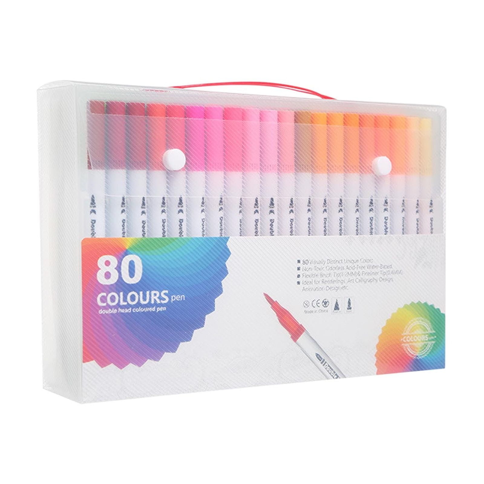 Yhmxh 80 Colors Double Line Outline Art Markers Pens, Dual Tip with Fine Tip and Brush Tip Pens for Stone, Outline Highlighter Markers Self-outline Metallic Markers for DIY Crafts Art Supplies Kit