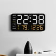 thumbnail image 1 of Yhmxh 9.5" Large Digital Wall Clock Timer, USB and Battery Powered, 2 Alarms, LED Display, 8 RGB Color, Auto DST, Temperature for Living Room, Bedroom, Desk, Mounted, Gift for Elderly (Yellow), 1 of 6