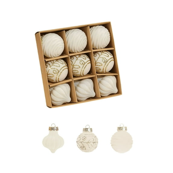 Yhmxh 9PCS Christmas Velvet Ball Ornaments, 2.36 Inch Christmas Tree Decoration Christmas Hanging Ball (3 Styles) Xmas Balls Decorative Hanging Xmas Tree Decor for Holiday Wedding Party Supplies