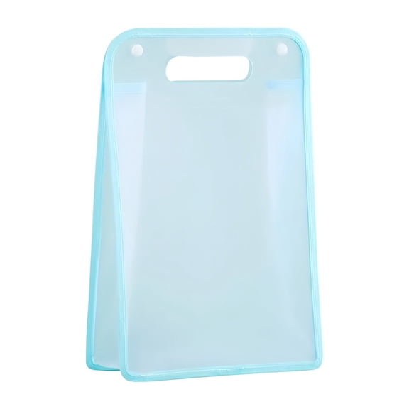 Yhmxh A4 Paper Storage Document Bag, Clear Stationery Supplies Bag for Notepad, Transparent Tutorial Bag for Homework, Large Pocket Craft Tote with Handles, Sewing Project Organizer (Blue)
