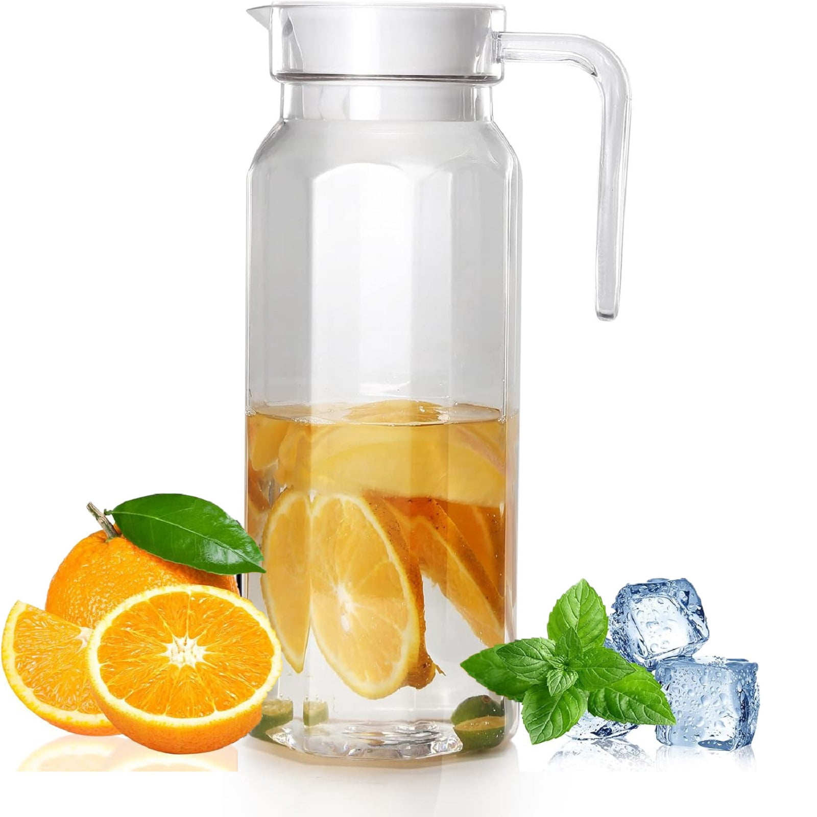 Yhmxh Acrylic Pitcher with Lid and Spout 40oz/ 1.1L, Hot/Cold Water ...