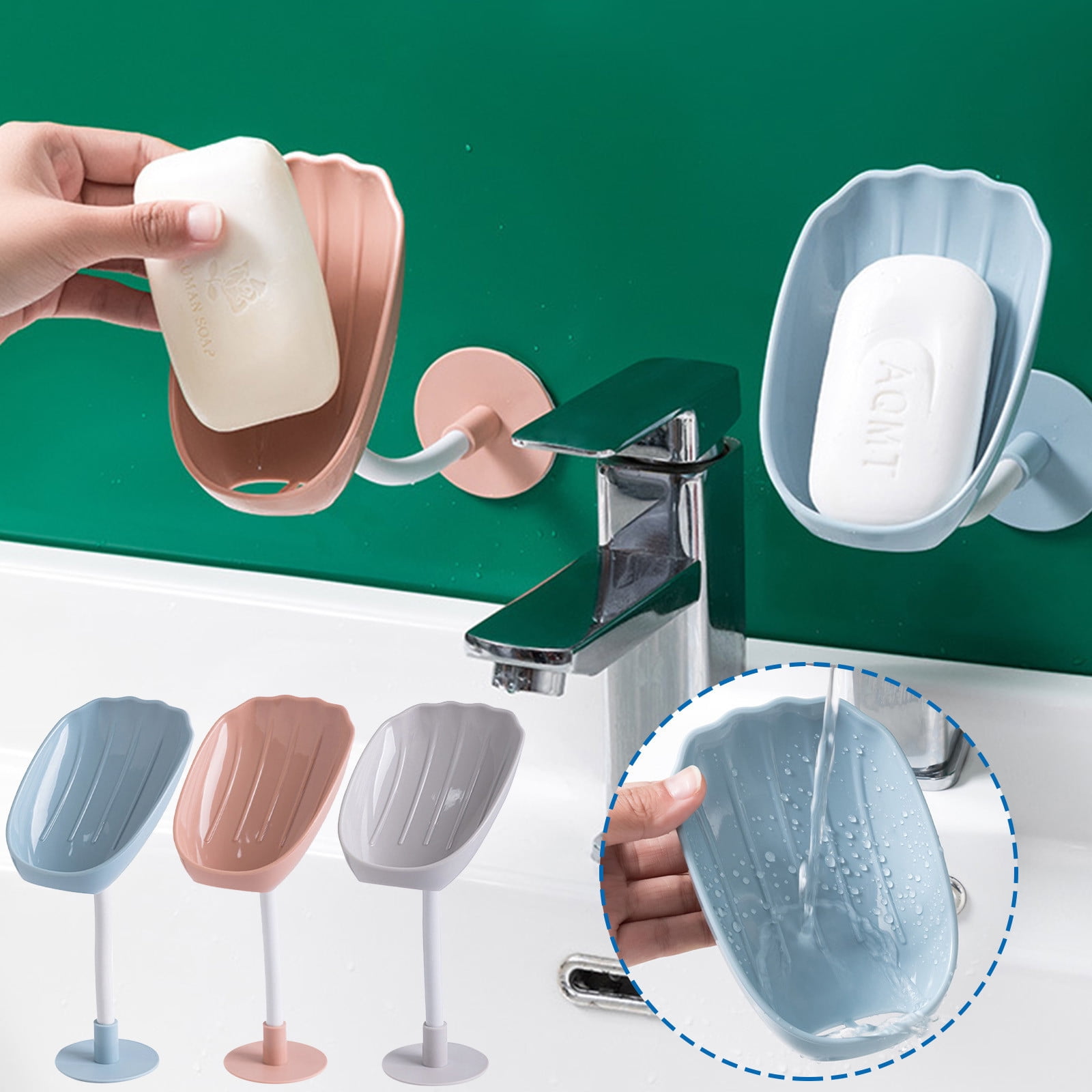 Yhmxh Adjustable Seashell Soap Holder, Bendable Gooseneck Self Draining ...