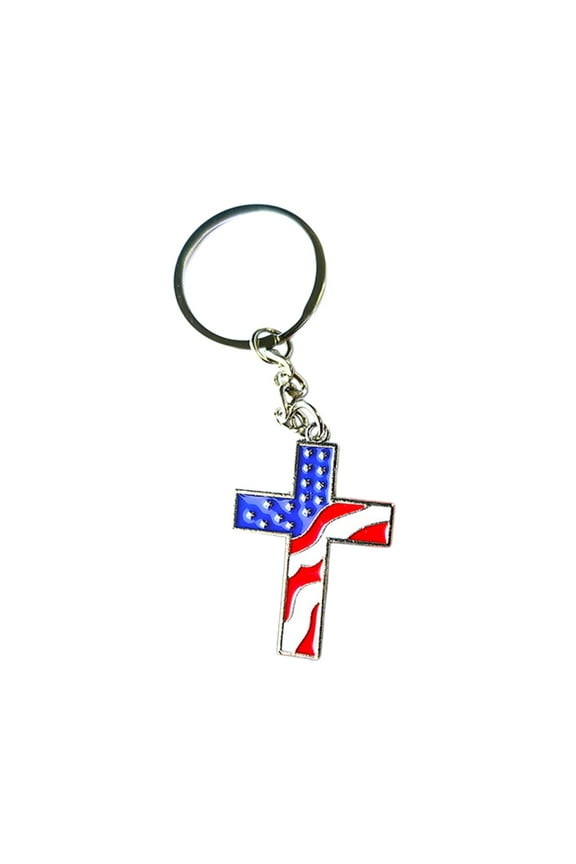 American Flag Keychain Independence Day Alloy Keychain Red White Blue Flag USA Flag Keychain Cute Key Charms Patriotic US Keyring for Keys Backpacks