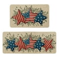 thumbnail image 1 of Yhmxh American Flag Kitchen Mats Set of 2, Non Slip Stars Eucalyptus Leaves Patriotic 4th of July Kitchen Rugs Set , Memorial Day USA Floor Door Mat Home Decorations - 16x24 and 16x47 Inch, 1 of 6