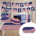thumbnail image 1 of Yhmxh American Flag Party Supplies Set, Serves 24 – Disposable Patriotic Paper Plates, Tablecloth, Napkins, USA Flag Banner, Spoons and Forks, 4th of July-Themed Tableware for Independence Day BBQ, 1 of 6