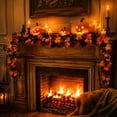 thumbnail image 1 of Yhmxh Artificial Fall Maple Leaf Garland, Autumn Hanging Vine with Pumpkin, 6ft Outdoor Fall Floral Garlands Halloween Decor for Mantel, Door, Wall, Outdoor Indoor Harvest Party Decorations, 1 of 6