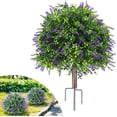 thumbnail image 1 of Yhmxh Artificial Lavender Bushes with Boxwood Panels, 26" UV ResistantBoxwood Topiary Ball, Outdoor Garden Plants, Indoor/Outdoor Shrubs for PPorch Front Planter Garden Patio Yard Decorations, 1 of 6