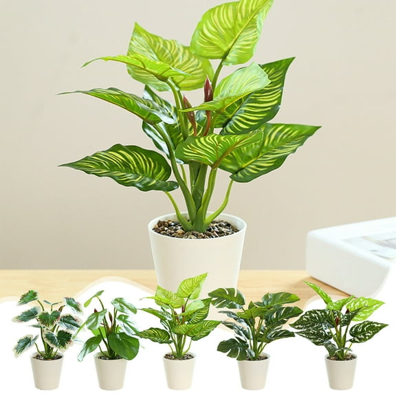 Yhmxh Artificial Plants Indoor Home Decor, Fake Potted Silk Plants for Shelves Living Room Decorative, Small Artificial Office Desk Plants in Pots, Faux Grape Leaf Vine Hope Tropical House Plant