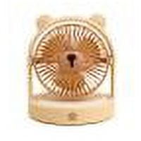 Yhmxh Back To School!Cute Bear Fan Girls Dormitory Desk Fan Three Speed Strong Wind Light Night Light Male Student Small Fan School Supplies