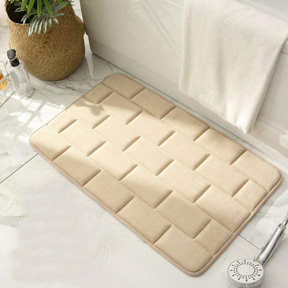 Yhmxh Bathroom Rugs, Ultra Absorbent & Non-Slip Memory Foam Bath Rugs, Machine Washable Bathroom mats, Soft Velvet Bath Mats,Easier to Dry for Bathroom Floor Rugs - 16x24in - Khaki