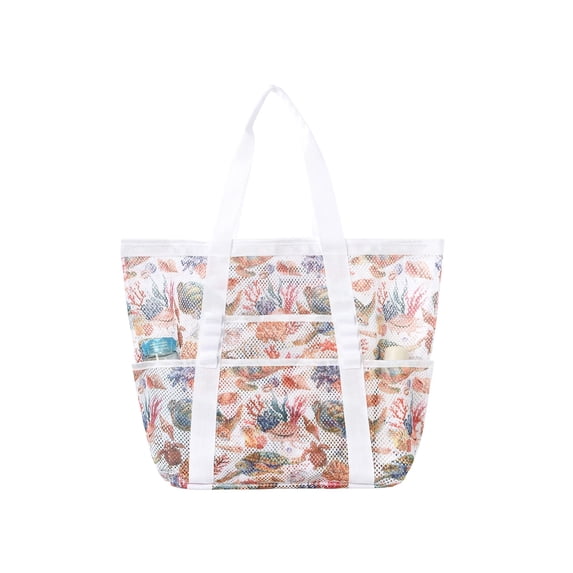 Yhmxh Beach Bags for Women, Large Tote Bag with Wet Pocket, Waterproof Sandproof with Zipper, Mesh Tote Bag Beach Vacation Clothes for Women Pool Bag for Travel Pool Family Cruise Essentials