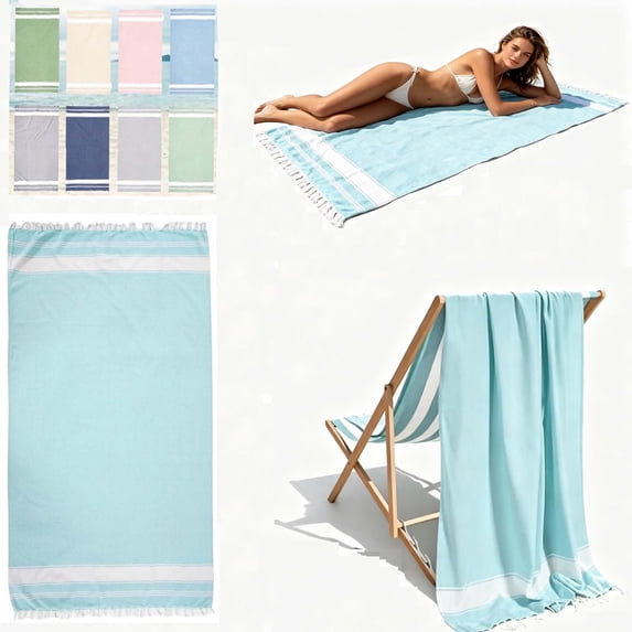 Yhmxh Beach Towel Cotton Turkish Beach Towel Adult 36x70 Inch Absorbent Extra Large Sand Free Quick Dry Pool Towels Lightweight Blanket, Oversized Towel for Beach, Pool, Travel, Camping & Outdoor